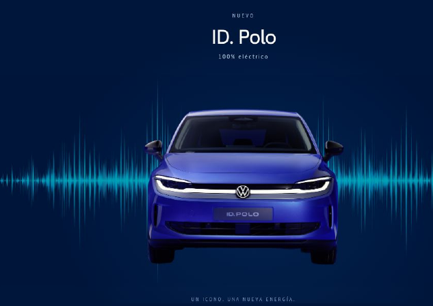 Nuevo Volkswagen ID. Polo 100% eléctrico, en azul, visto de frente